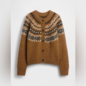 NWT GAP Fair Isle Cardigan in Palomino Brown